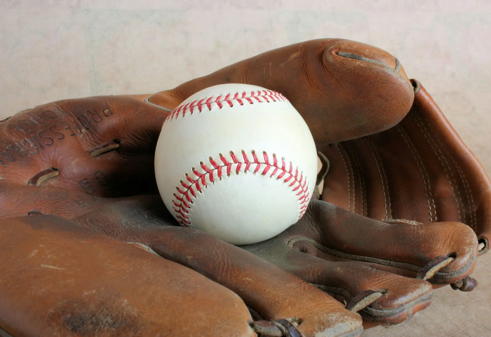 Photo by Sharon Waldron a baseball glove with a baseball in it